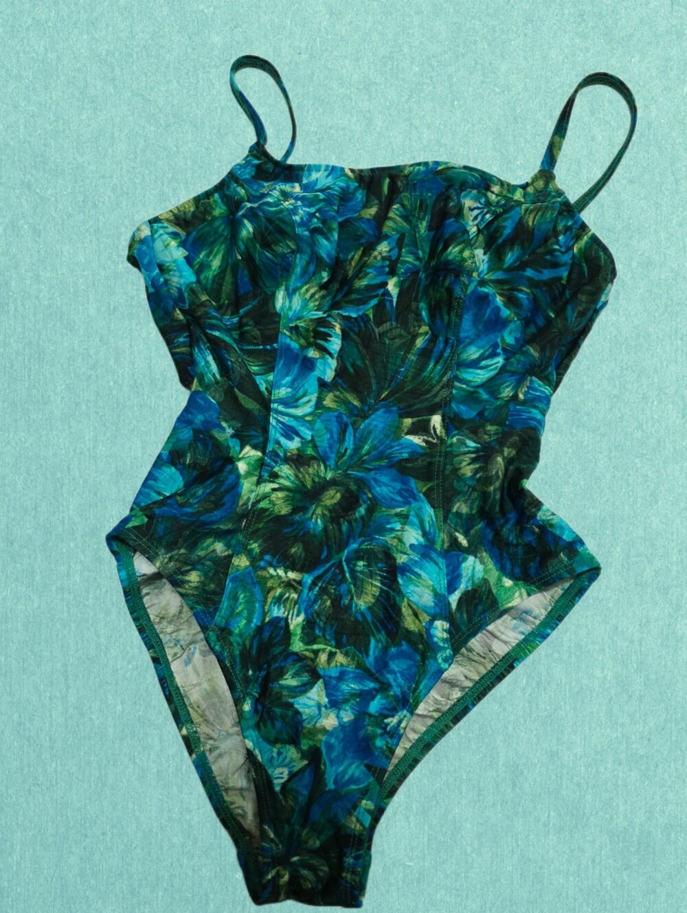 Teal & Green Floral One-Piece Swimsuit